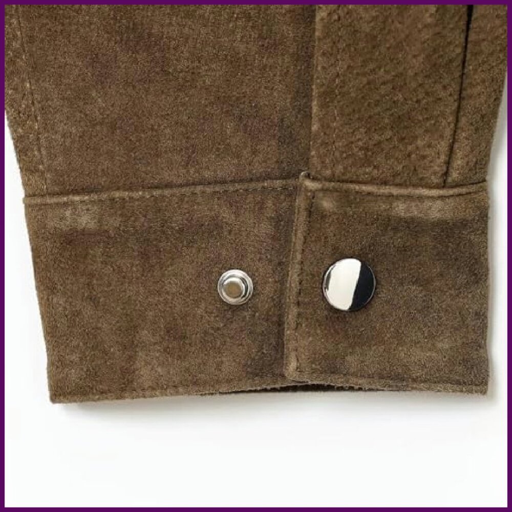 Faux Leather Cropped Bomber Jacket with Pockets Vintage Motorcycle Style - Picture 5 of 8